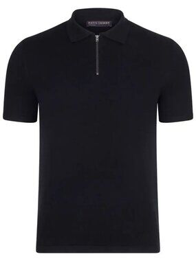 Paul James Navy Quarter Zip Shortsleeve Polo/4110